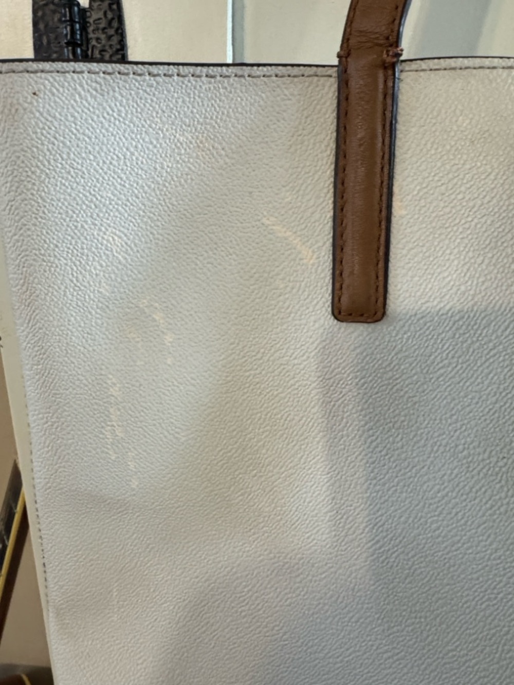 Michael Kors White Tote with Brown Trim and Gold Logo Charm - Picture 2 of 8